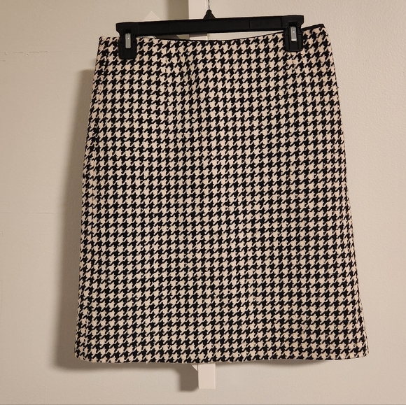 J. Crew 100% Wool Houndstooth Mini Skirt | Size P8 Petite Size 8 Vintage - Picture 2 of 9